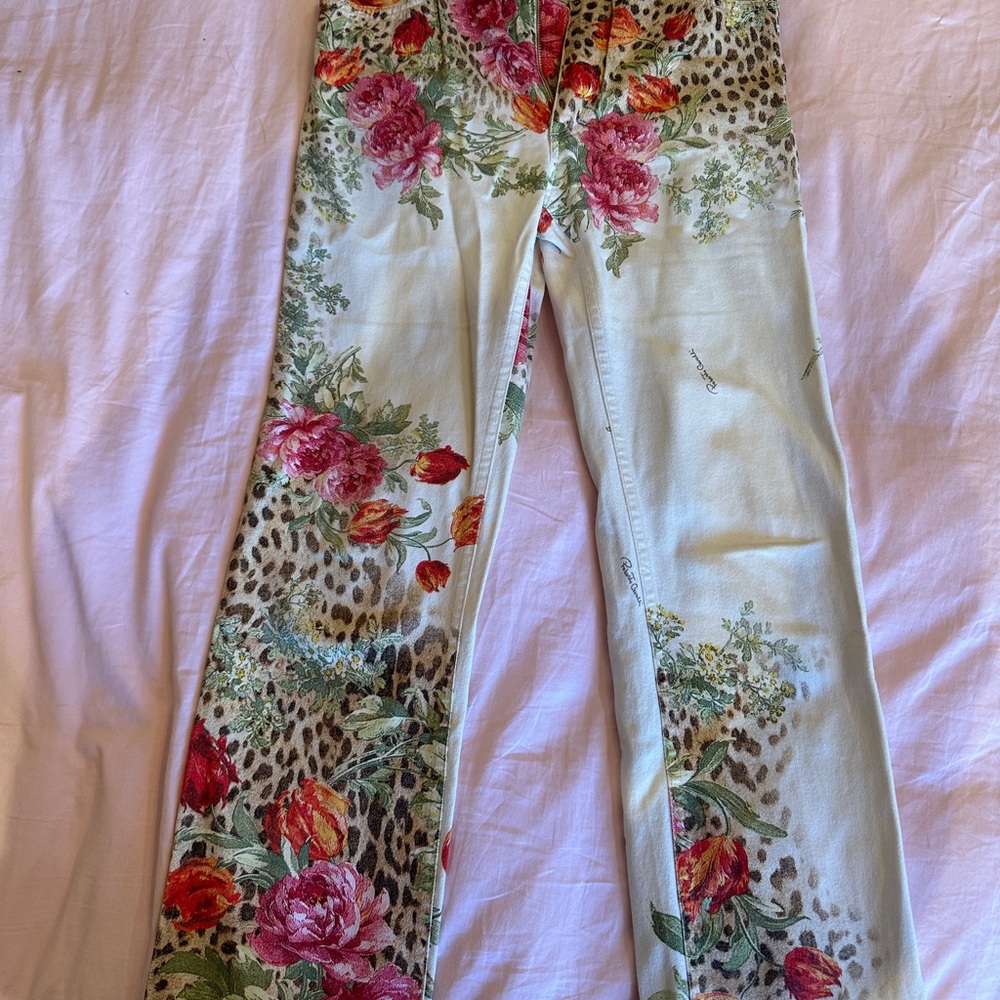 Roberto Cavalli Floral and Animal Print Jeans - Multicolor
